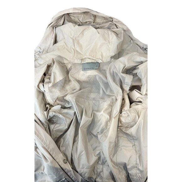 Athleta Hooded Rain Coat Lightweight Beige Longline Jacket ** Flaw ** Size XS - Picture 11 of 13